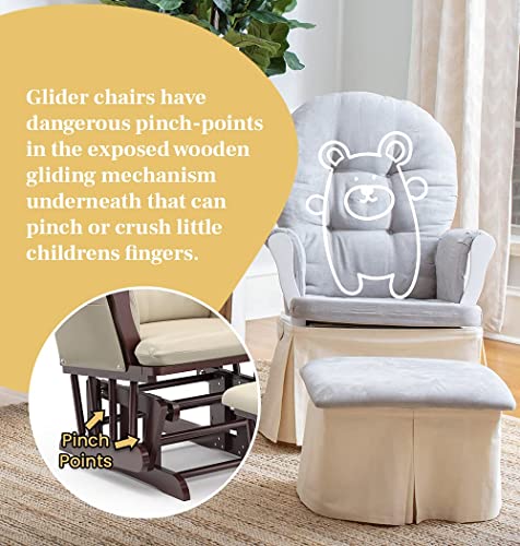 Glider Skirt, Universal Fit Safety Skirt For Glider Chair And Ottoman For Nursery, Baby Proofing Pinch Guard, Glider Chair And Ottoman Sold Separately, Ivory Beige Color #TOP3