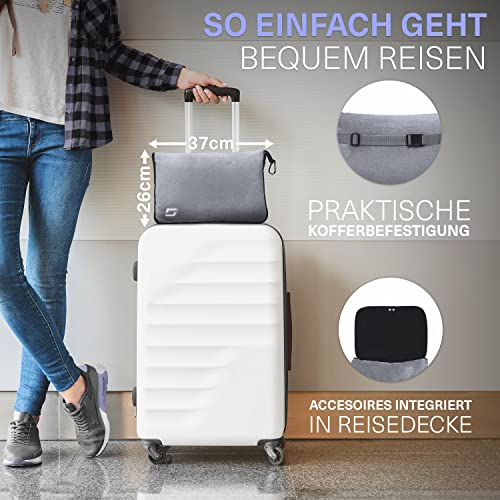 STYNGARD Flugzeugdecke mit weichem Kopfkissenbezug - Reisedecke 2 in 1 für Männer & Frauen - Verwandlungskissen - weiche & warme Decke Flugzeug Modell Toronto