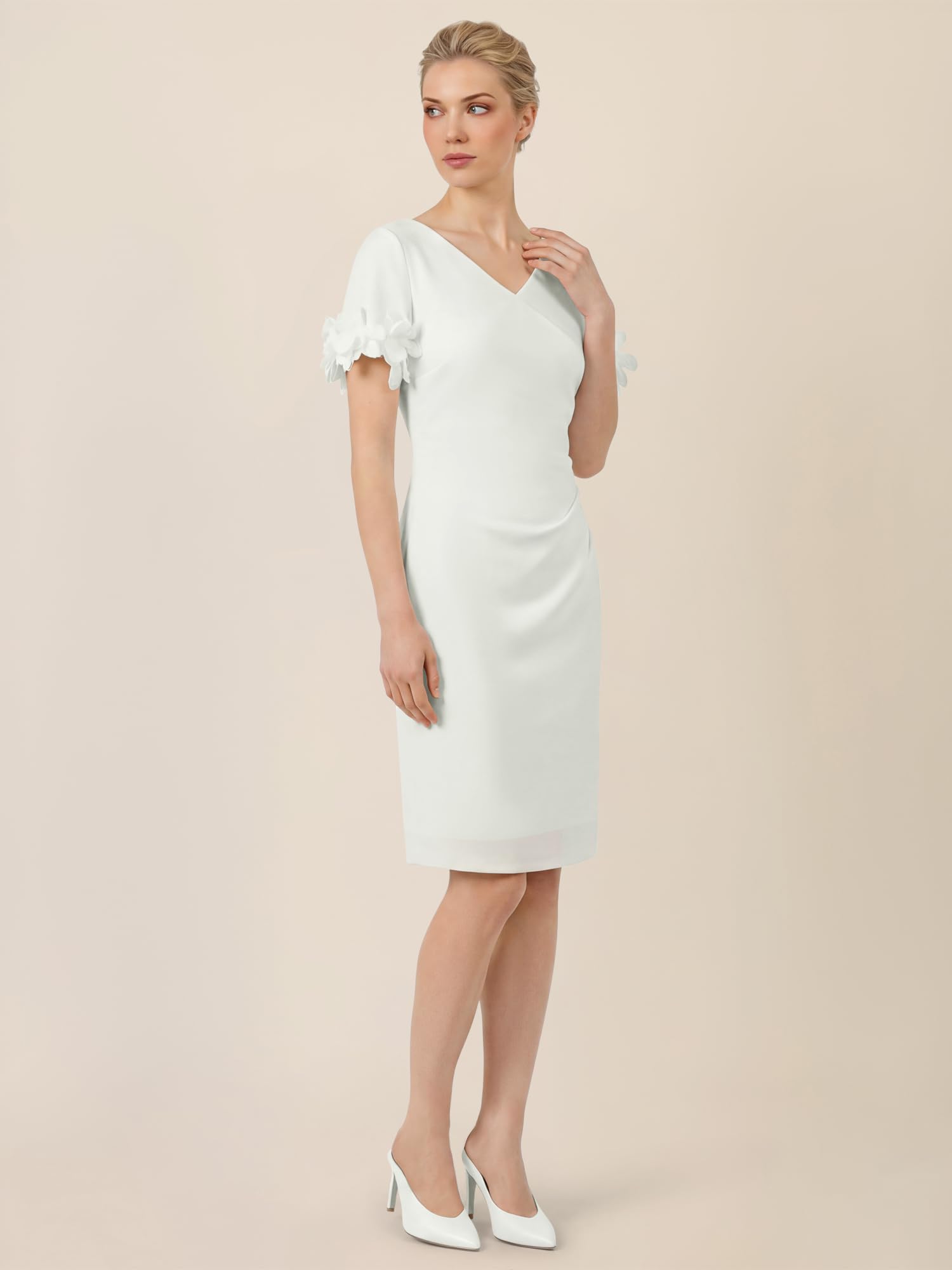 Apart Elegante Abito Tubino con Maniche Floreali