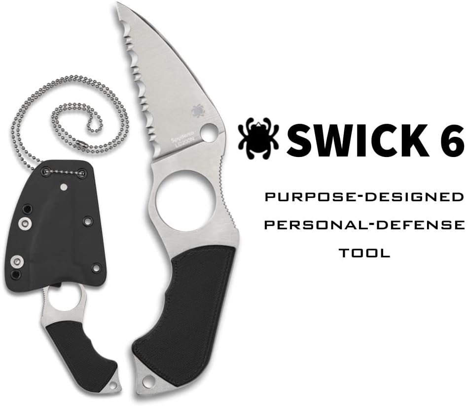 Spyderco Swick 6 Fixed Blade Knife with 2.7" LC200N Steel Blade and G-10 Handle - EDC Knife for Men and Women, Perfect for Hunting, Tactical, Camping, Survival, Hiking - SpyderEdge - FB14S6