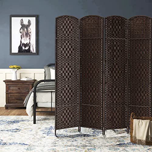 RHF-6-ftTall-Room-Divider-Room-Dividers-and-Folding-Privacy-Screens-157-Privacy-Screen-4-Panels-Room-Divider-Wall-Partition-Dark-Coffee RHF 6 ftTall Room Divider Room Dividers and Folding Privacy Screens 157 Privacy Screen 4 Panels Room Divider Wall Partition Dark Coffee