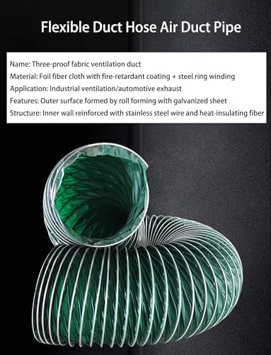 Flexible Air Duct Hose - Heavy-Duty Heat & Flame Resistant, Triple-Proof Vent for Dryer, Range Hood, Bathroom Exhaust - 16.5cm Diameter, 300cm Length (6.5x118.1in)