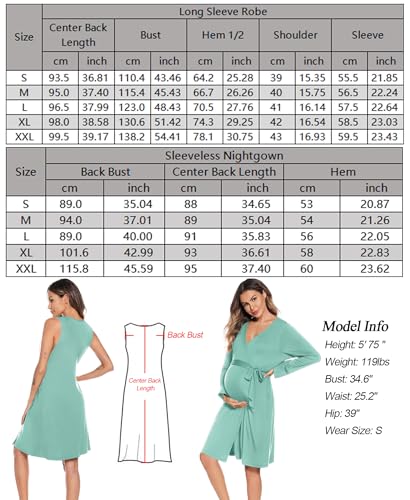 Image of SWOMOG Women Maternity Nursing Gown and Robe Set 3 in 1 Labor Delivery Nursing Nightgown for Breastfeeding Hospital Bathrobe