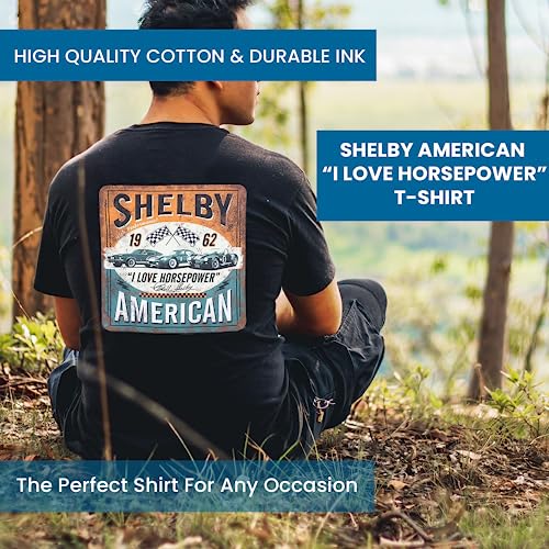 Shelby American I Love Horesepower Tee T-Shirt | 100% Cotton | Preshrunk | Simple, Clean and Sharp | Black2