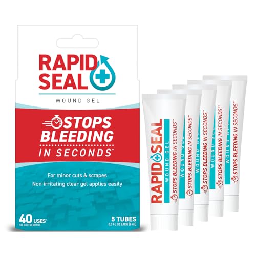 Rapid-Seal Wound Gel (5 Tubes) | Stops Bleeding in Seconds Ideal for Cuts Scrapes and Razor Nicks for Emergency First Aid Supplies