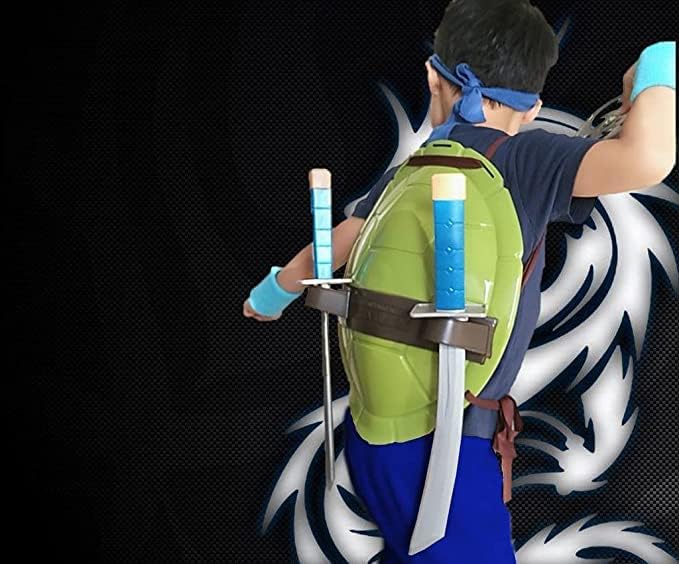 Turtle Shell for Kids Cosplay Halloween Cartoon Ninja Costume Party, Super Hero Cosplay Costume (Blue) - Image 6