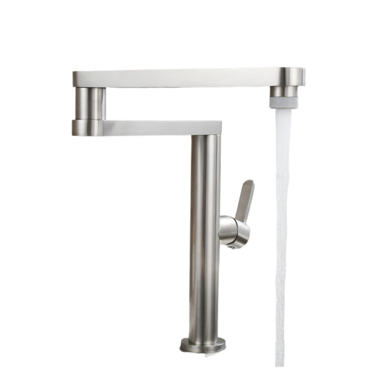 ZQFHSX Folding Kitchen Faucet Double Joint Swing Arms Hot & Cold Water Three Section Extension Sink Dual Functions Tap for Most Scenarios(Nickel Double)