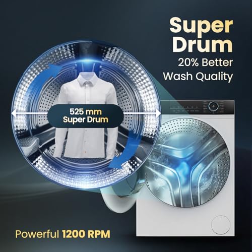 Image of Haier 8 kg 5 Star Powered by AI-DBT with PuriSteam, 525mm Super Drum, Inverter Motor with In-Built Heater Fully Automatic Front Load Washer (HW80-IM12929C | White)