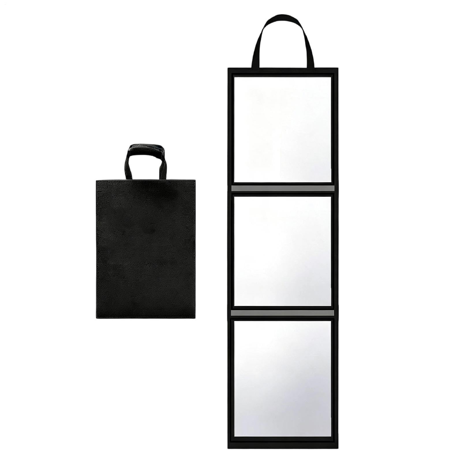 Specchio intero da parete, 118 x 31 cm, pieghevole in tre , con manico