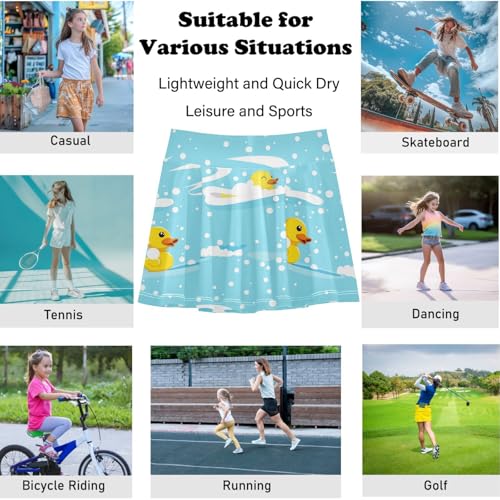 visesunny Girl's Golf Skirt Athletic Ducks Swimming Water Tennis Skort Sport Activewear with Double Layer Pockets4