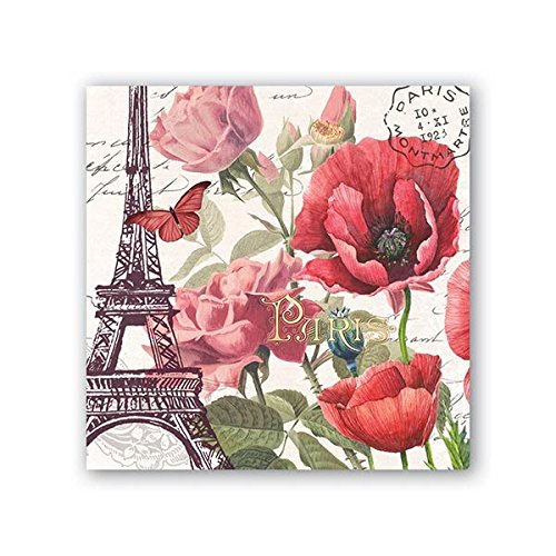 Michel Design Works 20 Count 3-Ply Paper Cocktail Napkins, Toujours Paris