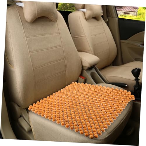 Coussin perles de bois naturel pour siège auto beige avec support lombaire ventilé