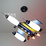  Fsd Kinder Cartoon Deckenleuchte Blaue Flugzeuge Kronleuchtern Kinderzimmer Schlafzimmer leuchten jungen Raumbeleuchtung cartoon creative LED Lampen L63*W50*H24cm