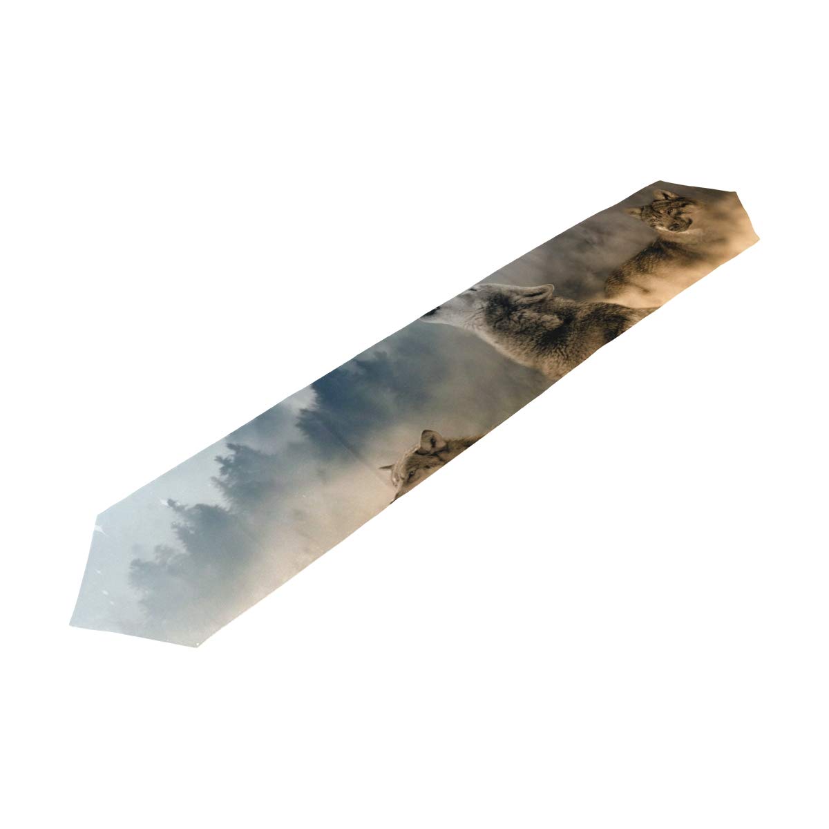 COOSUN Wolves Howling Moon Stars Table Runner 13 X 90 Inch Decorative Kitchen Placemat Rectangle Table Runners for Home Coffee Kitchen Dining Table