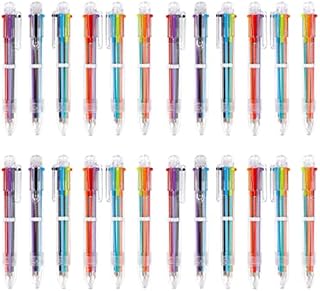 24PCS 6-in-1 Multicolor Pens, Chostky Retractable Ballpoint Pens6 Colours Transparent Barrel Ballpoint Pen 0.5mm for Office School Supplies Students Children Gift on Children's Day, Birthday
