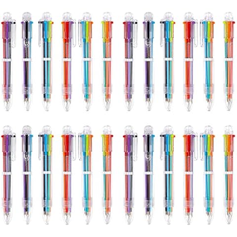 24PCS 6-in-1 Multicolor Pens, Chostky Retractable Ballpoint Pens6 Colours Transparent Barrel Ballpoint Pen 0.5mm for Office School Supplies Students Children Gift on Children's Day, Birthday Cover