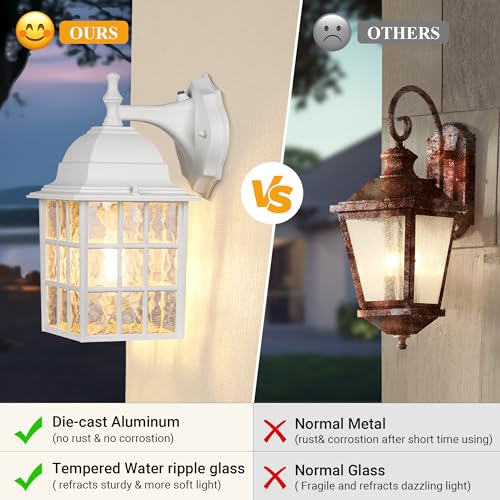 Dusk to Dawn Outdoor Lighting Fixtures - Sensor Exterior Lights, White Porch Lights, Waterproof Wall Lanterns for Garage, Front Door by WIHTU - Image 5