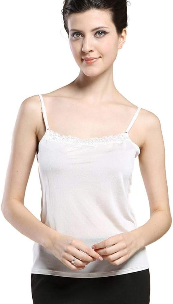 Forever Angel Women's 100% Silk Lace Camisole Cami Tank Top