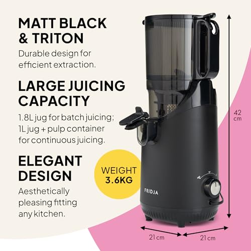 Fridja F2500 Matte Black Masticating Juicer with 135mm Chute - Image 4