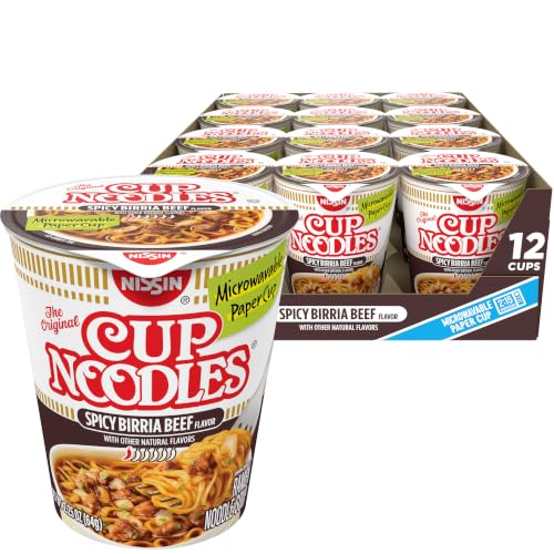 Image of Nissin Cup Noodles, Spicy Birria Beef (Pack of 12) | Ramen Noodle Soup