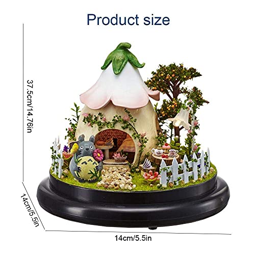 3D-Holzpuppenhaus Mit Staubschutz Miniatur-Garten-Puppenhaus-Gebäudemodell Mit Möbeln Und Led-Licht Für Kinder Und… – Bild 8