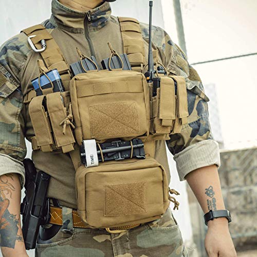 Vismix Tactical Chest Rig, Adjustable & Detachable Chest Rig Molle Military Chest Bag Pack With Magazine Pouch For Men Hunting Shooting Coyote Brown #TOP6
