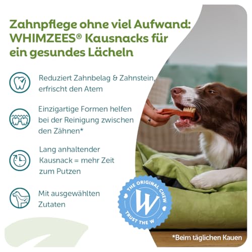 WHIMZEES Zahnbürste M, 12 Stück – Größe M, Kaustangen für mittelgroße Hunde zur Zahnpflege, Getreidefrei, Natürlich, ohne Zuckerzusatz
