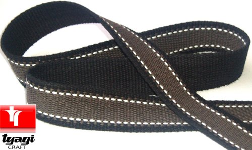 37mm wide Pure Cotton Thick Tape Thick Webbing Strap Tent Upholestry Bags Sturdy Cotton Straps Harness Craft Grey and Black 20 Meter Tyagi Craft