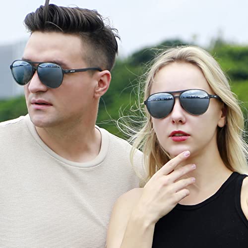 Image of Jefoo Polarized Aviator Sunglasses for Women Men Retro Trendy Sports Sunglasses for Outdoor UV400 Protection