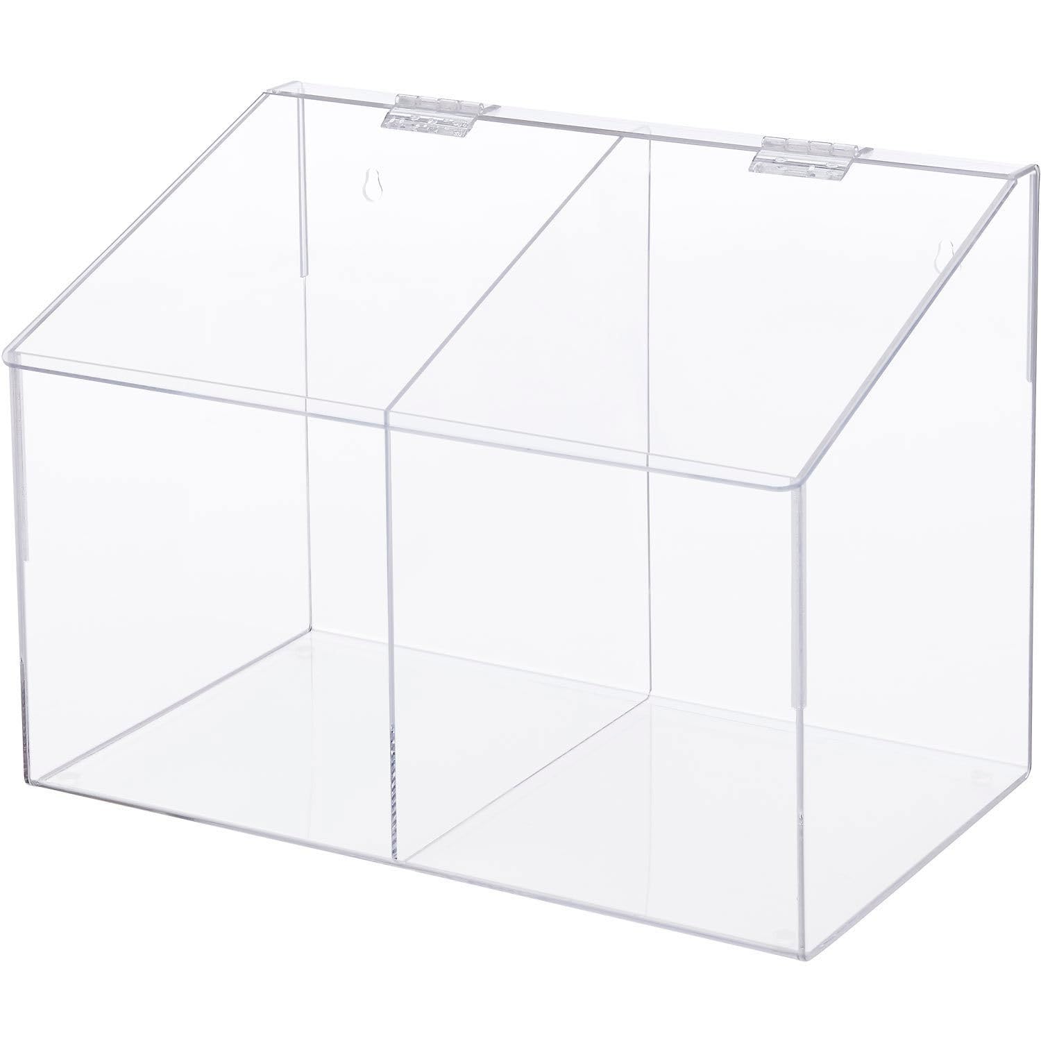 Global Industrial Acrylic PPE Dispenser, 2 Compartments, Clear