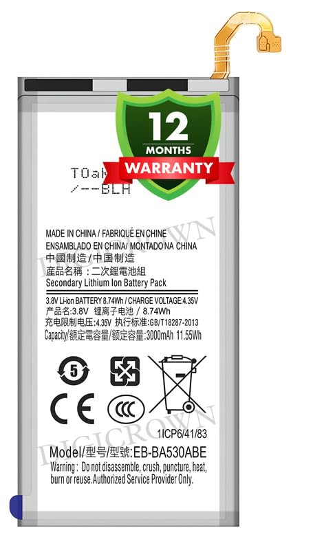 Image of Original EB-BA530ABE Battery Compatible for Samsung Galaxy A8 (2018) (SM-A530F) - (3000mAh) - 1 Year Warranty DF7