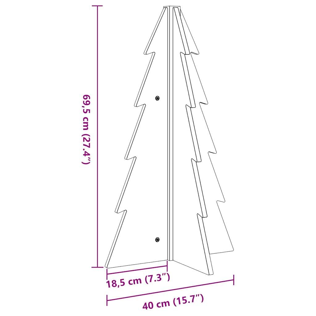 Árbol de Navidad de madera maciza de pino de 69,5 cm