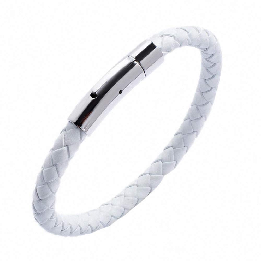König Design Cadena de cuero 4mm hombre negro 50 cm largo trenzado collar con cierre de cuero