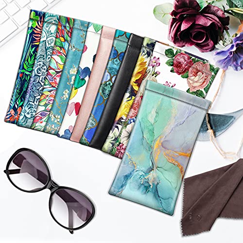 Image of FINTIE Soft Eyeglasses Case with Cleaning Cloth, Portable Squeeze Top Vegan Leather Glasses Pouch, Sunglasses Eyewear Bag
