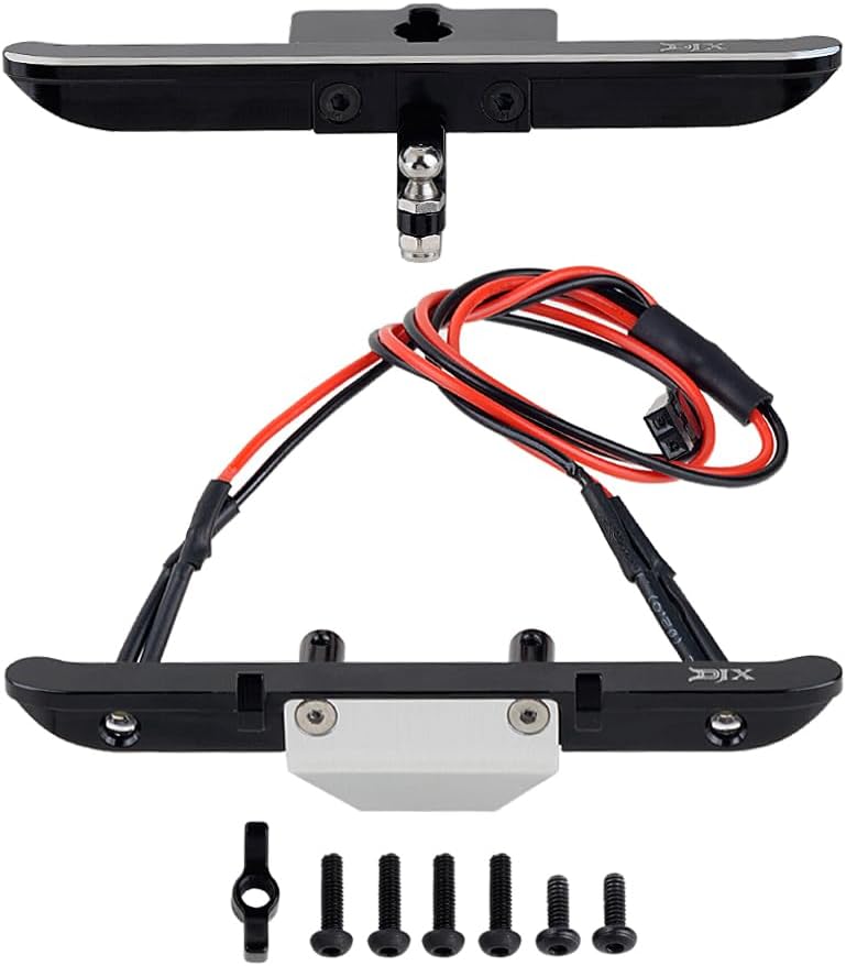 DJX CNC Aluminum Front and Rear Bumper with Light for 1/18 RC Rock Crawler Car Redcat Ascent-18 Upgrade Parts