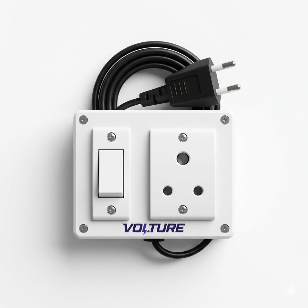 VOLTURE Power Strip Extension Board with Switch & Socket | 20 Meter Cable | 2 Pin (Regular) Plug-image-2