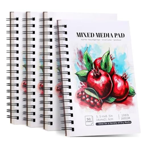 4 Pack Mixed Media Sketchbook, 5.5x8.5 inches Drawing Paper Sketch Book, 98lb/160gsm Heavyweight Spiral Bound Sketch Pads, Suitable for Wet and Dry Media, Drawing, Painting, Sketching(200 Sheets)