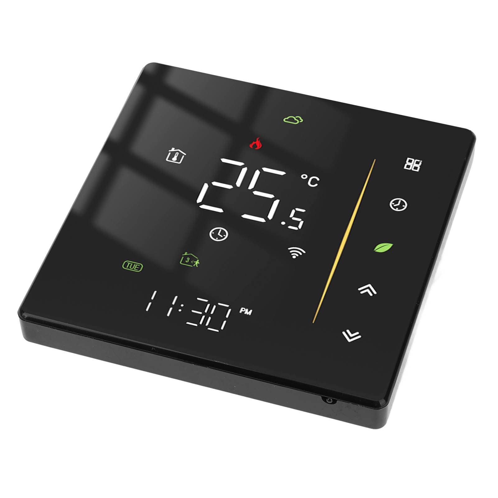 Thermostat Intelligent, Thermostat WiFi, Contrôleur de Température Programmable Intelligent pour Chauffage de Chaudière 95-240 V Noir, Commandes