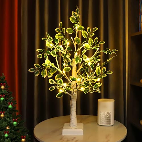 24 LED Artificial Tree Lamp, Lighted Trees for Indoor Decor USB/Battery Powered with Timer, DIY...