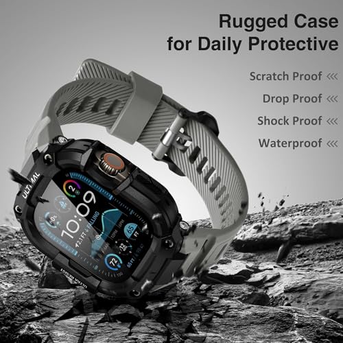 Image of ULTIMAL Rugged Band with Case for Apple Watch 49mm, Military-Grade Shockproof Protective Strap for Men, All-in-One Outdoor Sport Watch Band Compatible with Apple watch Ultra 3 /2 /1 (Grey)