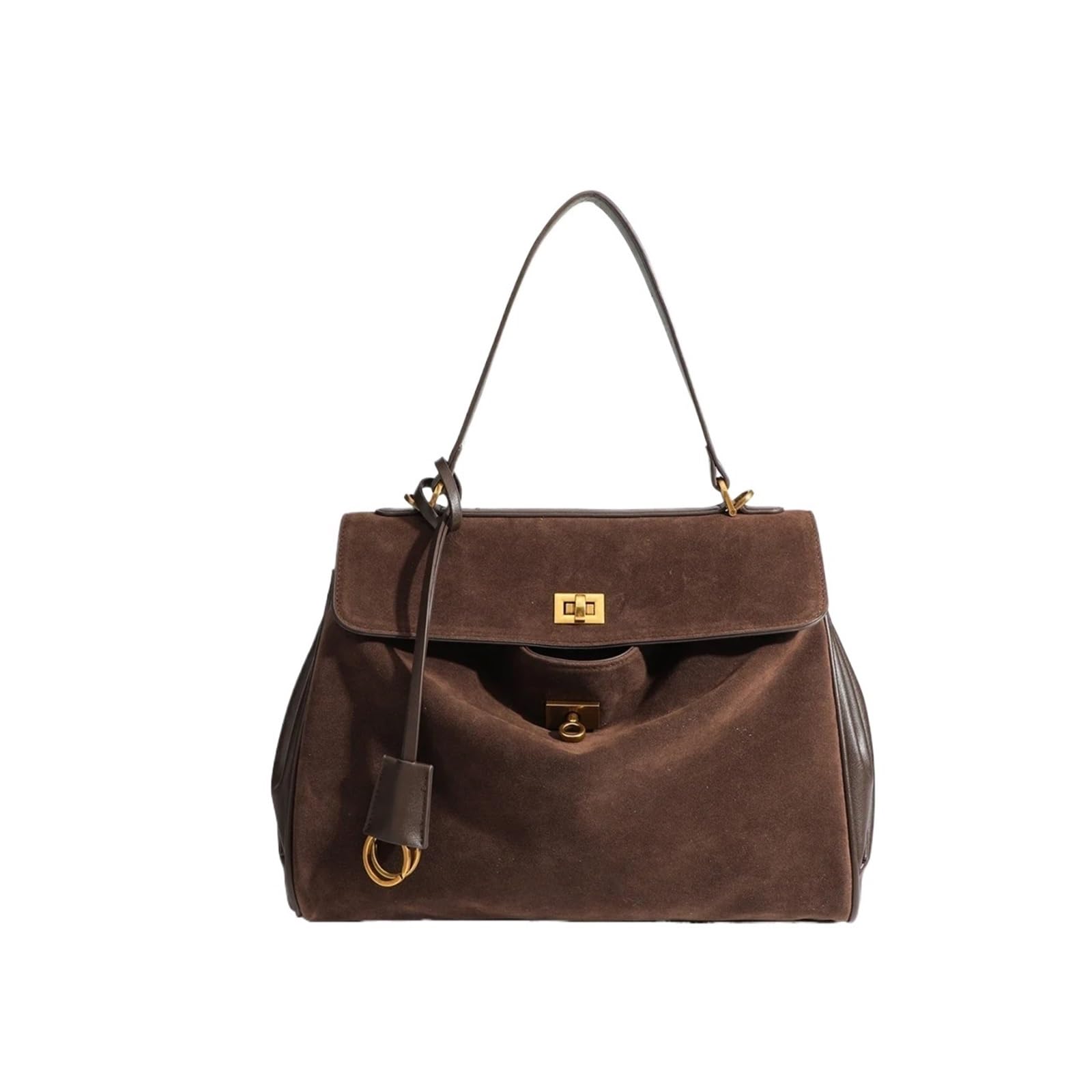 Borsa Camoscio Marrone Borsa da donna in pelle scamosciata, borsa ascella autunnale e invernale, a tracolla for signora