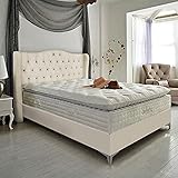 Golden Gate Boxspringbett 180x200 Luxus Bett Shera Gewebe Natur I Doppelbett mit Matratze und Bettkasten I Amerikanisches Bett King 7 Zonen Tonnentaschenfederkern Boxspring Schlafsysteme