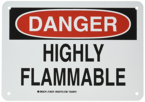 Panneau de signalisation hautement inflammable Brady 126270 de 17.8x25.4 cm en noir et rouge