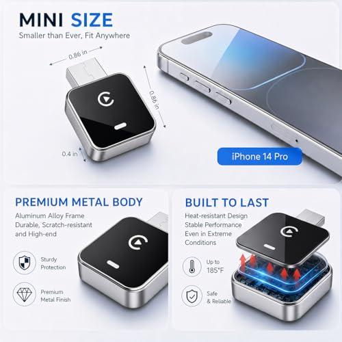 2-in-1 Wireless CarPlay Adapter for iPhone iOS & Android 11+, Plug and Play, Fast Auto-Connect, Realtek 8730E Chip Stable & No Latency, Wired to Wireless Adapter with USB-A/Type-C Port (CM101) - image 7
