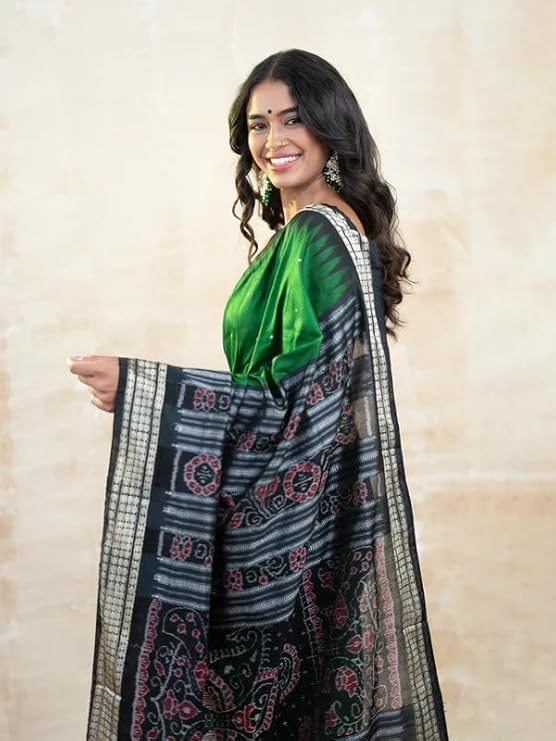 Image of Handmade Pure Bomkai Silk Saree Khandua Natural Silk Ikkat Saree For Women /Ethnic Wear /Traditonal Saree /Handloom Saree With Regular Fit Blouse Piece