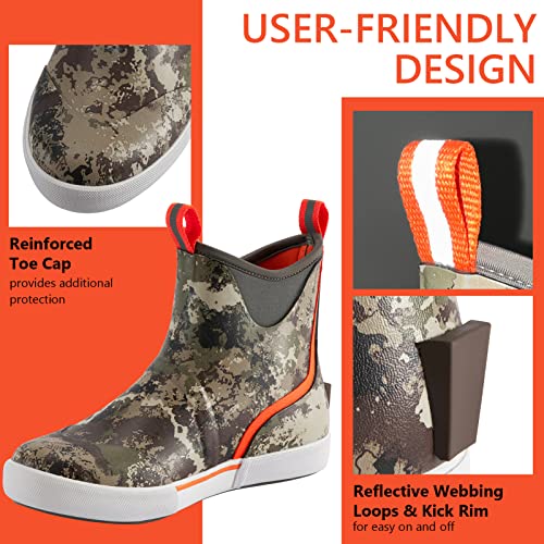 Bassdash Men’s 6" Waterproof Deck Boots With Breathable Lining Anti-Slip Neoprene Rubber Ankle Rain Boots For Fishing Boating #TOP4