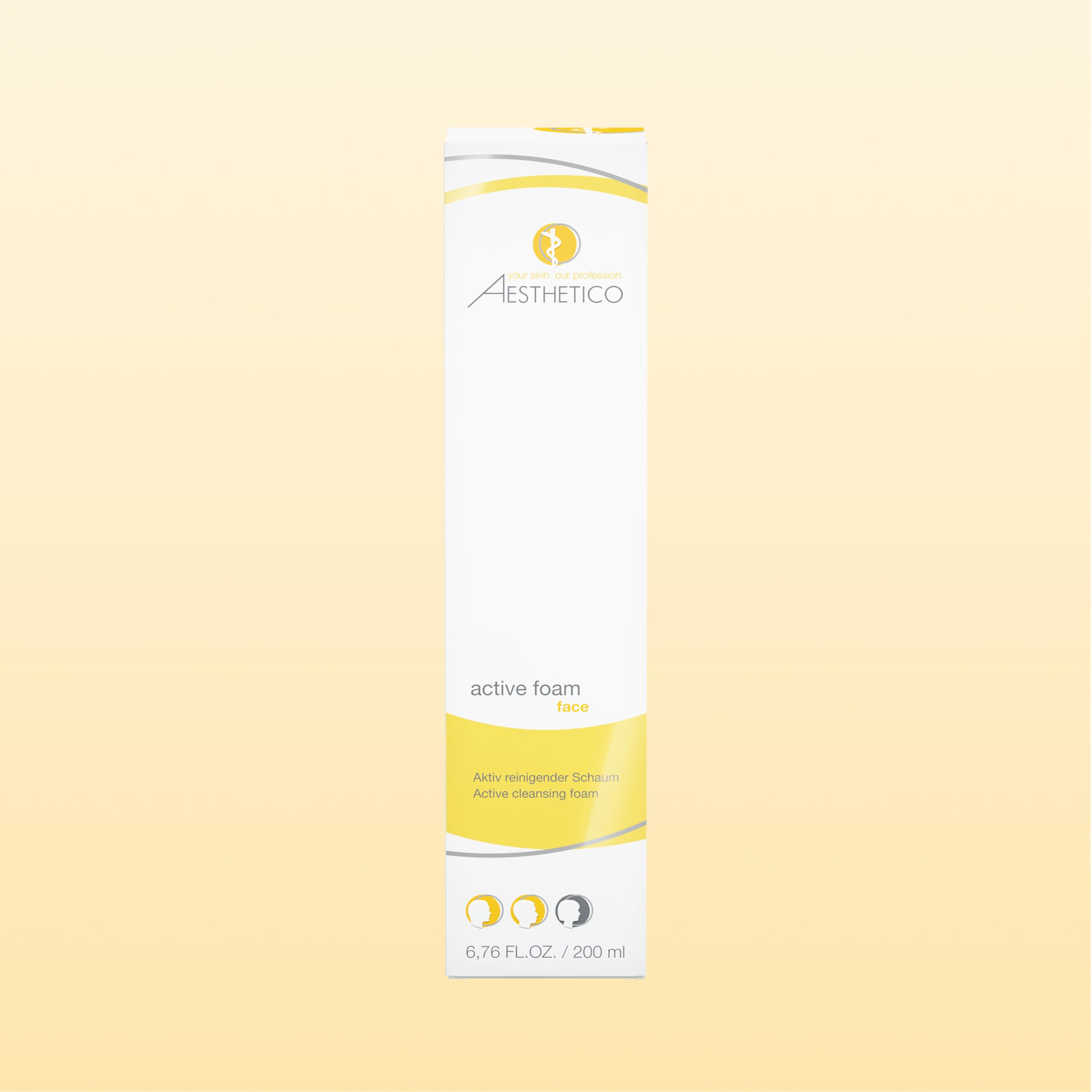 AESTHETICO active foam 200 ml - Reinigungsschaum für Akne, unreine und fettige Haut, porentiefe Gesichtsreinigung mit Glycolsäure und einem Salicylsäure-Derivat, hautglättend, pH-Wert regulierend