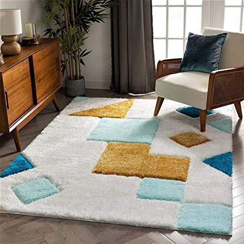 Image of Modern Soft 3D Shaggy Fur Carpets for Living Room Thick Fluffy Rugs for Bedroom, 6x9 feet, Multi Color