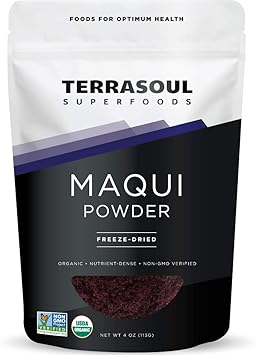 Terrasoul Superfoods Organic Maqui Berry Powder, 4 Oz, Freeze-Dried, Antioxidant-Rich Superfood for Smoothies, Desserts, and Immune Support