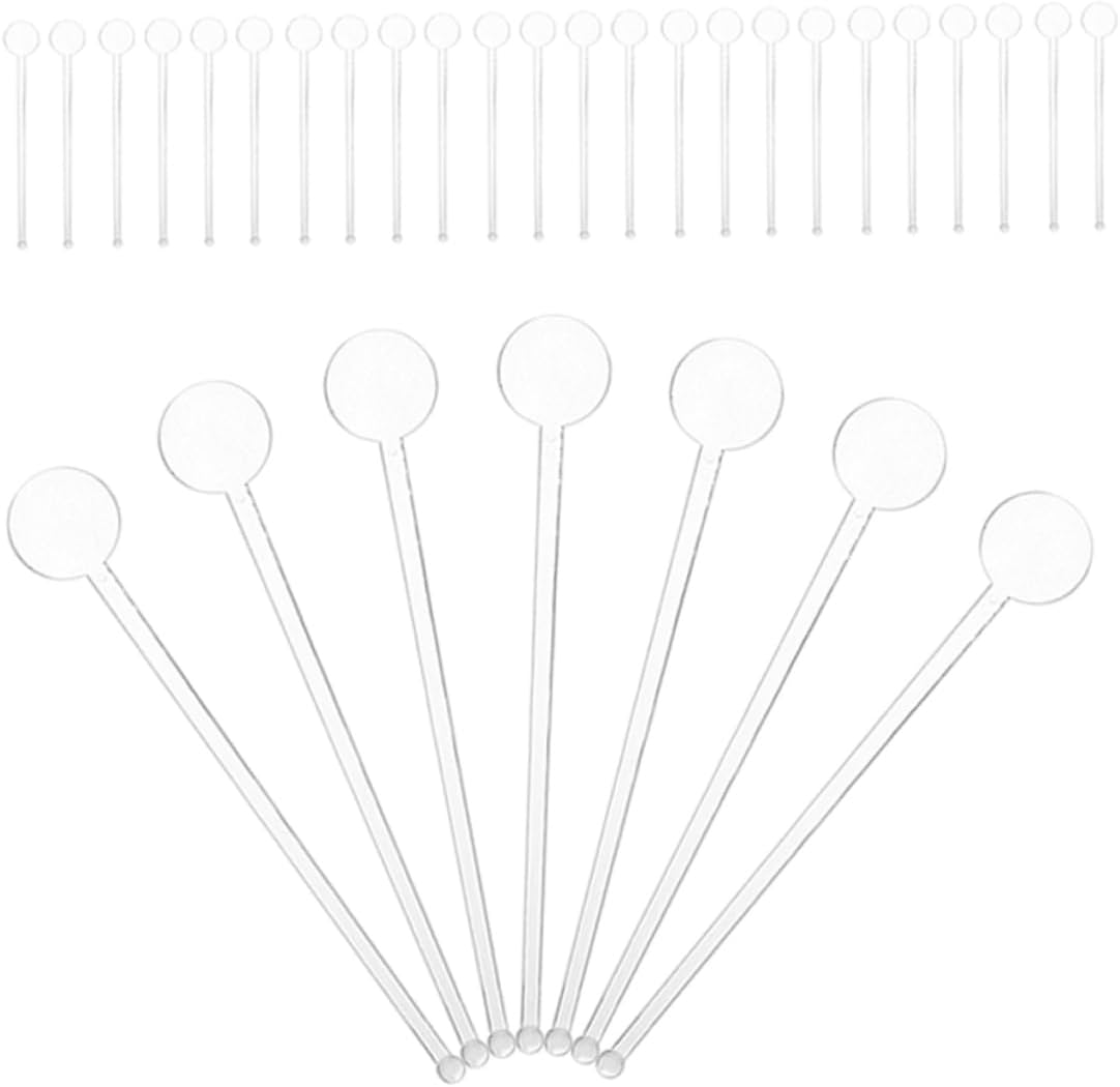 40pcs Transparent Cocktail and Coffee Stirring Sticks Plastic Beverage Stirrers with Round Heads for Mixing Drinks Suitable for Home Bar and Cafe Use